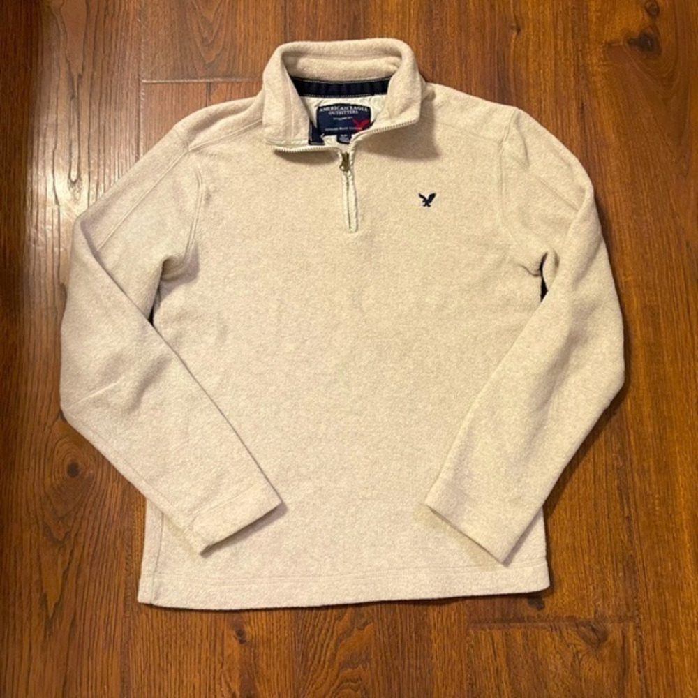 American Eagle Outfitters Beige 1/4 Zip Pullover‎ Men's Small
